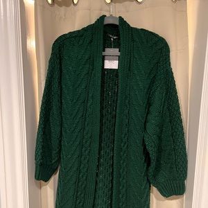 TOPSHOP Green Long sweater cardigan women’s size 2 NWT